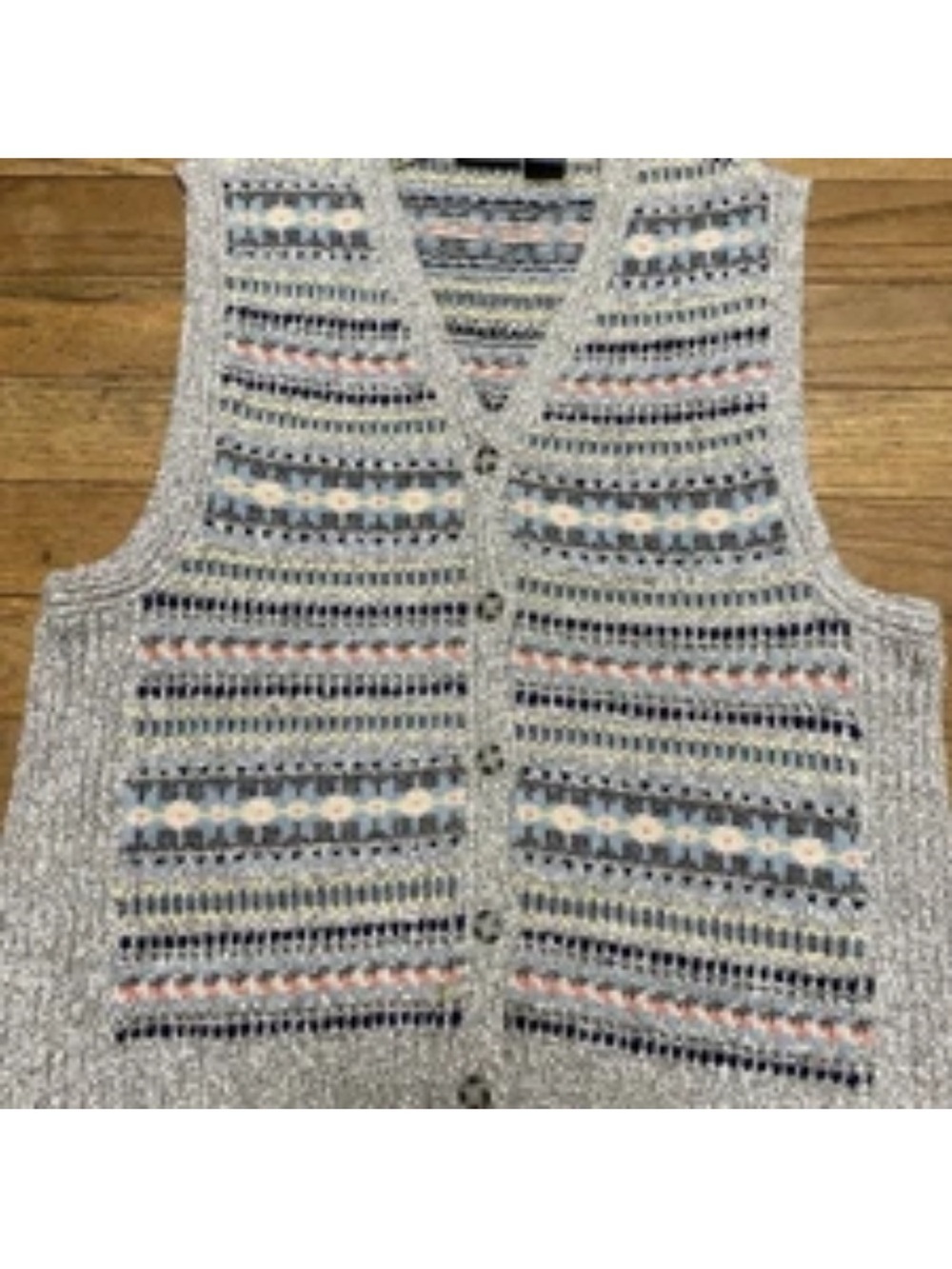 Vintage Fair Isle Cotton Knit Button-Front Vest